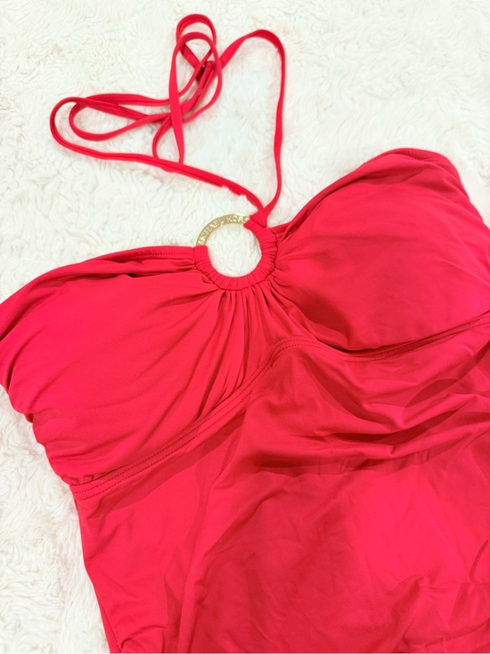 Michael Kors Other - Michael Kors Red Bandeau Halter swimtop with Gold Accent
